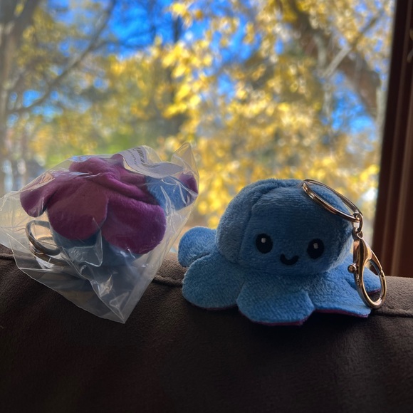 NWT Reversible Octopus Keychain plush purple and blue - Picture 3 of 3